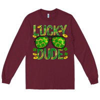 Burgundy Lucky Dude St Patricks Long Sleeve Tee - BundleAndBundleShop