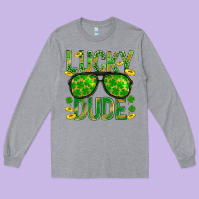 Lucky Dude St Patricks Long Sleeve Tee Designed By Bundleandbundleshop