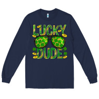 Navy Lucky Dude St Patricks Long Sleeve Tee - BundleAndBundleShop