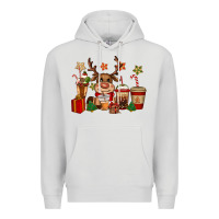Dove Grey reindeer coffe cups christmas Premium Hoodie - CowGirlArtShop