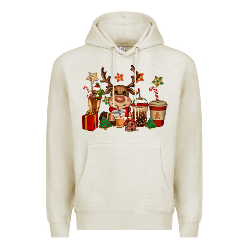 Reindeer Coffe Cups Christmas Premium Hoodie by CowGirlArtShop | Teevron