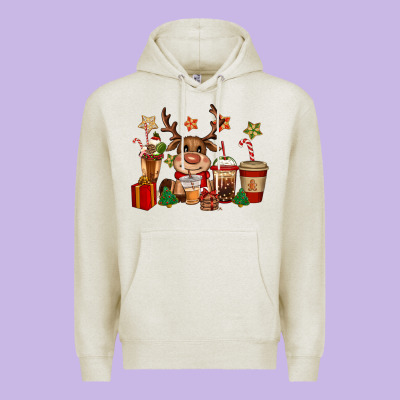 Reindeer Coffe Cups Christmas Premium Hoodie Designed By Cowgirlartshop