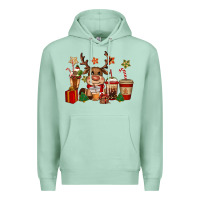 Seafoam reindeer coffe cups christmas Premium Hoodie - CowGirlArtShop