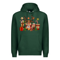 Sports Green reindeer coffe cups christmas Premium Hoodie - CowGirlArtShop