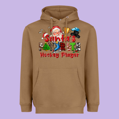 Santas Favorite Hockey Player Heavyweight Hoodie Designed By Cowgirlartshop