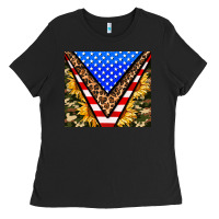 Black american sunflower and camouflage Ladies Tee - AdoDesignShop