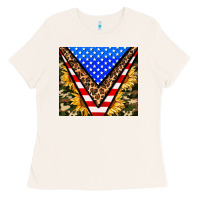 Bone american sunflower and camouflage Ladies Tee - AdoDesignShop