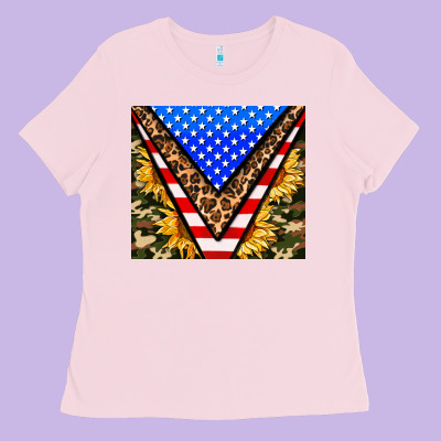 American Sunflower And Camouflage Ladies Tee Designed By Adodesignshop