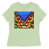 Matcha american sunflower and camouflage Ladies Tee - AdoDesignShop