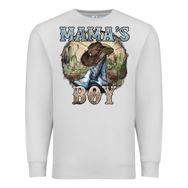 Mama's Boy Western Cowboy Boots Cactus Premium Sweatshirt by HowdyJamesFarm | Teevron