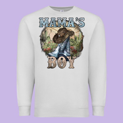 Mama's Boy Western Cowboy Boots Cactus Premium Sweatshirt Designed By Howdyjamesfarm