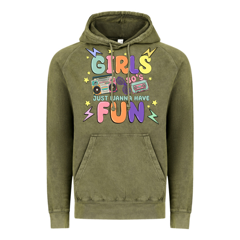 Girls Just Wanna Have Fun Vintage Hoodie by MaliasSmallBusiness | Teevron