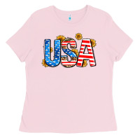 Bubblegum Pink usa sunflower Ladies Tee - AdoDesignShop