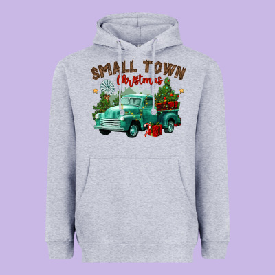 Small Town Christmas Heavyweight Hoodie Designed By Cowgirlartshop