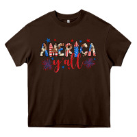 Chocolate Brown american y'all Heavy Core Tee - JahusDesignShop