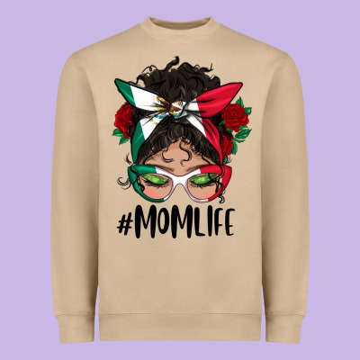 Mexican Mom Life Messy Bun Mama Heavyweight Sweatshirt Designed By Bundleandbundleshop