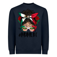 Navy Mexican Mom Life Messy Bun Mama Heavyweight Sweatshirt - BundleAndBundleShop