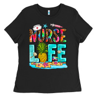 Black nurse life summer Ladies Tee - AdoDesignShop