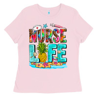 Bubblegum Pink nurse life summer Ladies Tee - AdoDesignShop