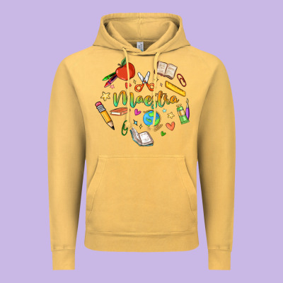 Maestra Teacher Heart Doodle Vintage Hoodie Designed By Maliassmallbusiness