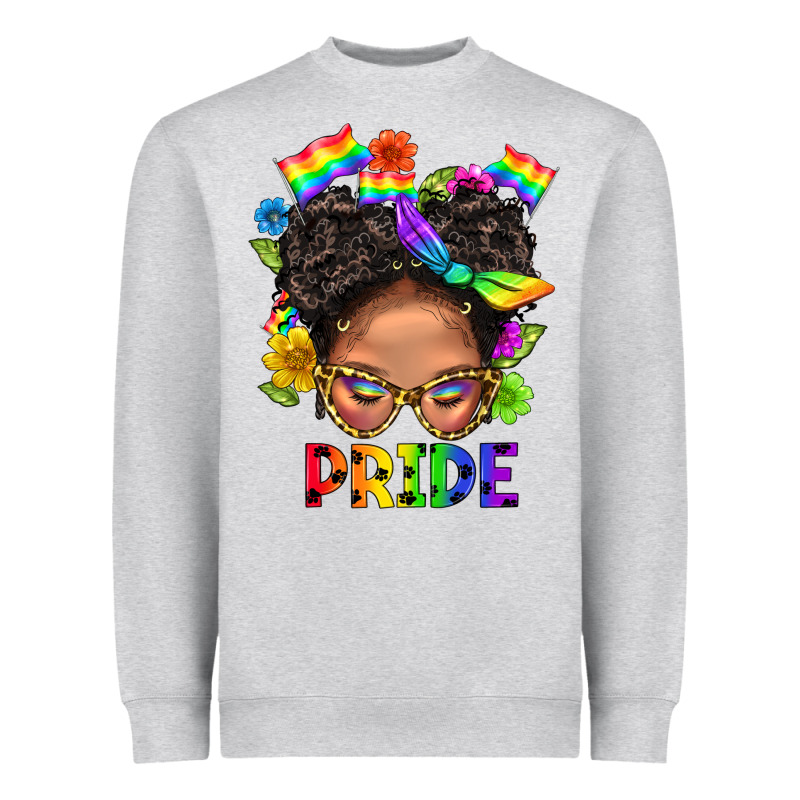 Lgbtq+ Messy Bun Mom Pride With Flower Heavyweight Sweatshirt by BundleAndBundleShop | Teevron