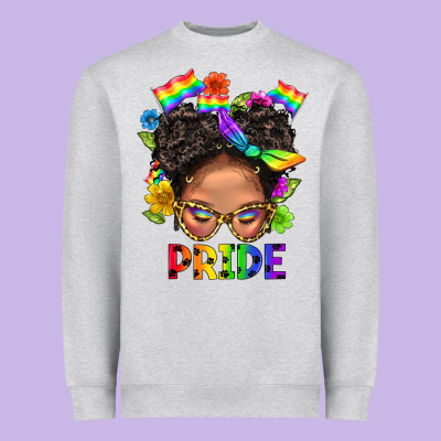 Lgbtq+ Messy Bun Mom Pride With Flower Heavyweight Sweatshirt Designed By Bundleandbundleshop