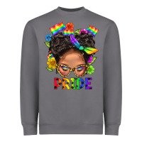 Storm LGBTQ+ Messy Bun Mom Pride With Flower Heavyweight Sweatshirt - BundleAndBundleShop