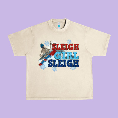Winter Sleigh Girl Sleigh Urban Heavy Tee Designed By Nancycooperartshop
