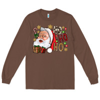 Chestnut Santa Ho Ho Ho With Gift Box Long Sleeve Tee - BundleAndBundleShop