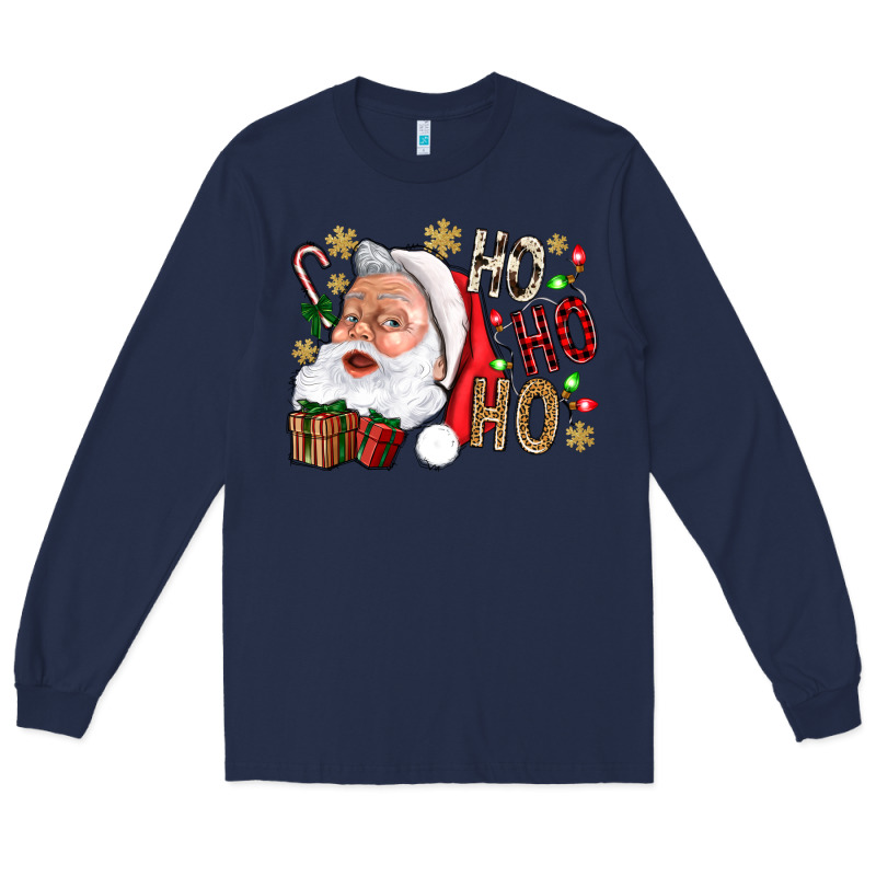 Santa Ho Ho Ho With Gift Box Long Sleeve Tee by BundleAndBundleShop | Teevron
