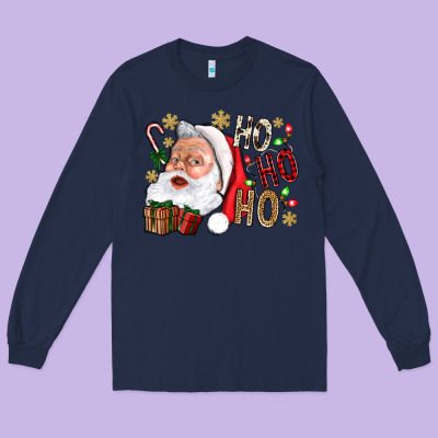 Santa Ho Ho Ho With Gift Box Long Sleeve Tee Designed By Bundleandbundleshop