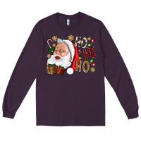 Plum Santa Ho Ho Ho With Gift Box Long Sleeve Tee - BundleAndBundleShop