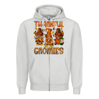 Dove Grey thankful for my gnomies Zipper Hoodie - NancyCooperArtShop