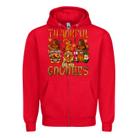 Red thankful for my gnomies Zipper Hoodie - NancyCooperArtShop