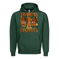 Sports Green thankful for my gnomies Zipper Hoodie - NancyCooperArtShop