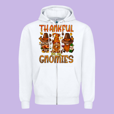 Thankful For My Gnomies Zipper Hoodie Designed By Nancycooperartshop