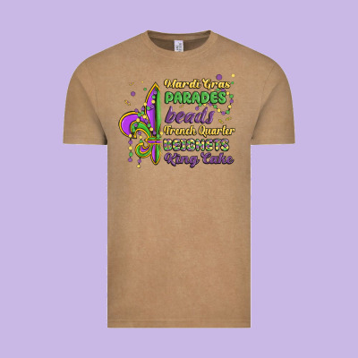 Mardi Gras Parades Beads French Quarter Beignets K Vintage Tee Designed By Maliassmallbusiness