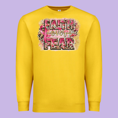 Faith Over Fear Breast Cancer 12 Inches 300 Dpi Premium Sweatshirt Designed By Cowgirlartshop