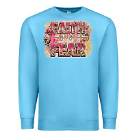 Ocean Blue faith over fear breast cancer 12 inches 300 dpi Premium Sweatshirt - CowGirlArtShop