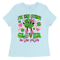 Baby Blue i'm the cutest clover in the patch Ladies Tee - Artiststas