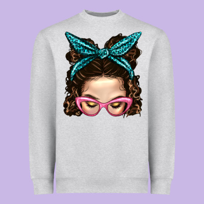 Messy Bun Mom With Leopard Bandana Heavyweight Sweatshirt Designed By Bundleandbundleshop