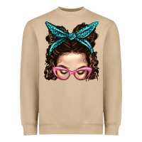 Mushroom Messy Bun Mom With Leopard Bandana Heavyweight Sweatshirt - BundleAndBundleShop