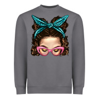 Storm Messy Bun Mom With Leopard Bandana Heavyweight Sweatshirt - BundleAndBundleShop