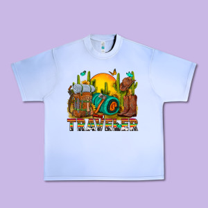 Western Traveler Cowboy Urban Heavy Tee Designed By Nancycooperartshop