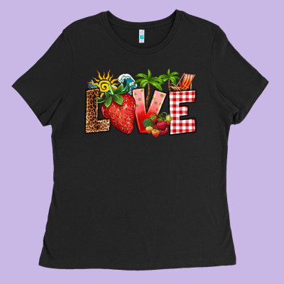 Love Strawberry Ladies Tee Designed By Ranaportraitstore