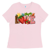 Bubblegum Pink love strawberry Ladies Tee - RanaPortraitStore
