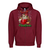 Burgundy Sweet christmas Zipper Hoodie - NancyCooperArtShop