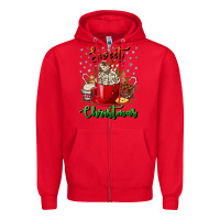 Red Sweet christmas Zipper Hoodie - NancyCooperArtShop