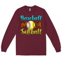 Burgundy Baseball Mom Softball Long Sleeve Tee - BundleAndBundleShop
