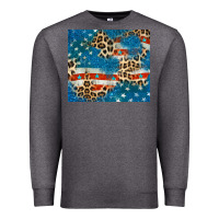 Charcoal Heather leopard glitter american flag Premium Sweatshirt - CowGirlArtShop